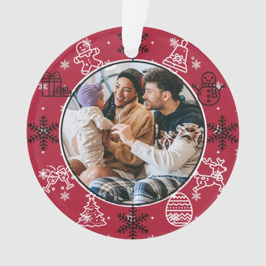 Christmas Fun Double Sided Name & Year Photo Ornament