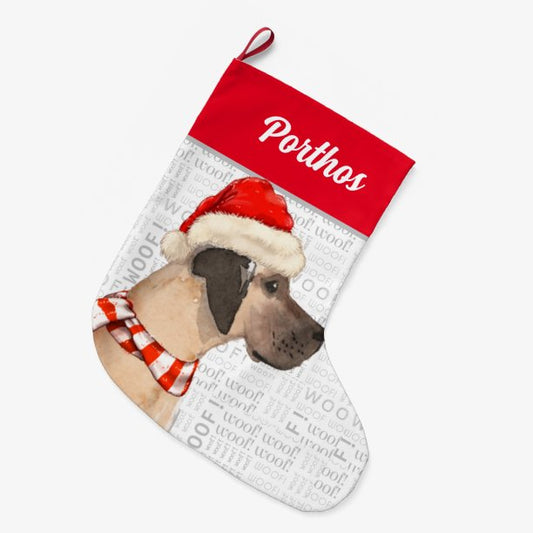 Christmas Great Dane with Dog's Name Large Christmas Stocking