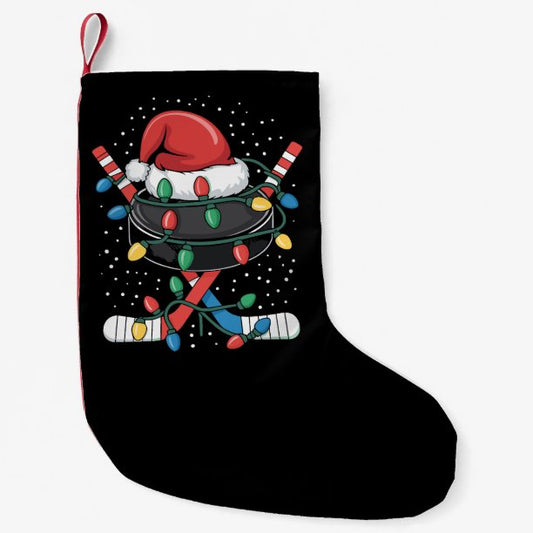 Christmas Hockey Xmas Santa Sports Hat Ball Small Christmas Stocking