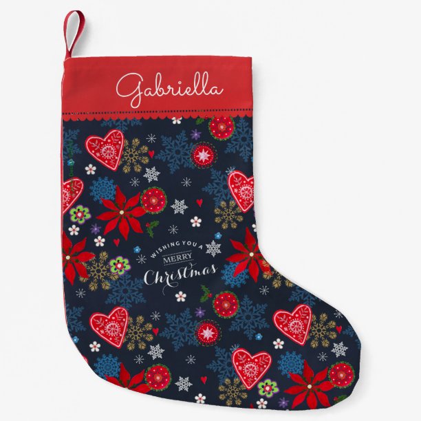 Christmas Holiday Hearts Cristmas Stocking