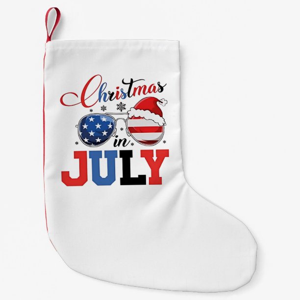 Christmas in July Funny Santa Xmas 4h of July Small Christmas Stocking