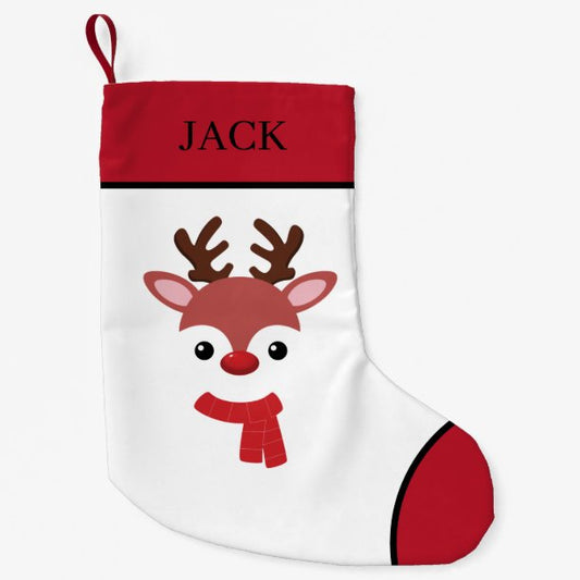 Christmas Reindeer face Small Christmas Stocking