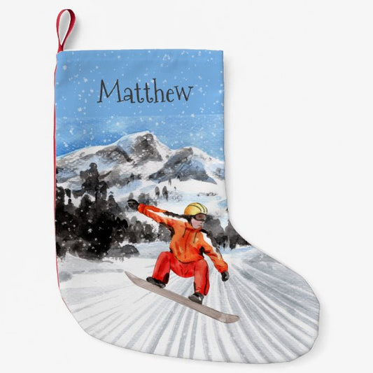Christmas Snowboard Snowboarding Personalized Small Christmas Stocking