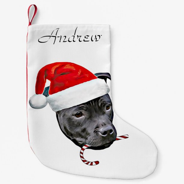 Christmas Staffordshire bull terrier stocking
