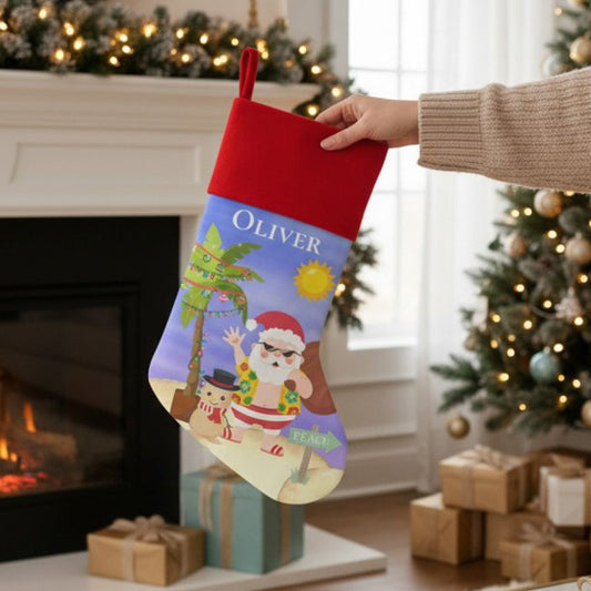 Christmas Summer Santa Beach Holidays Personalized Stocking