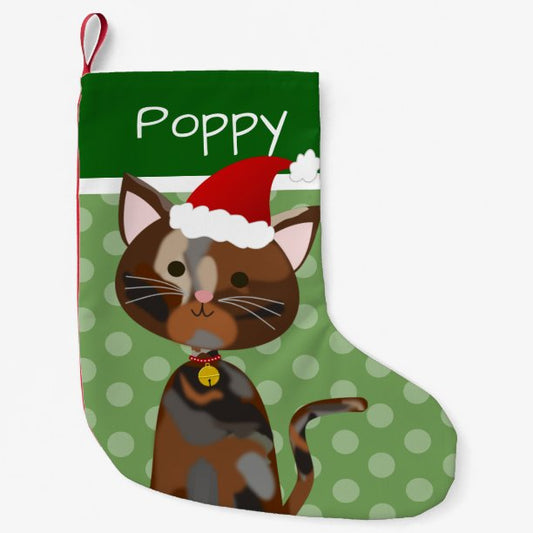 Christmas Tortoiseshell Cat Small Christmas Stocking