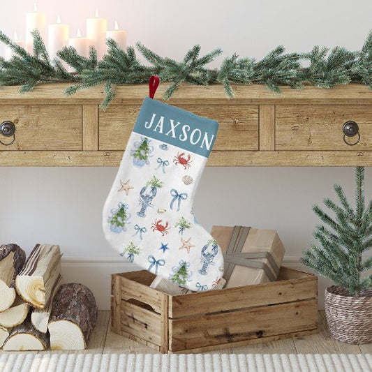 Coastal Christmas Nautical Personalized Small Christmas Stocking