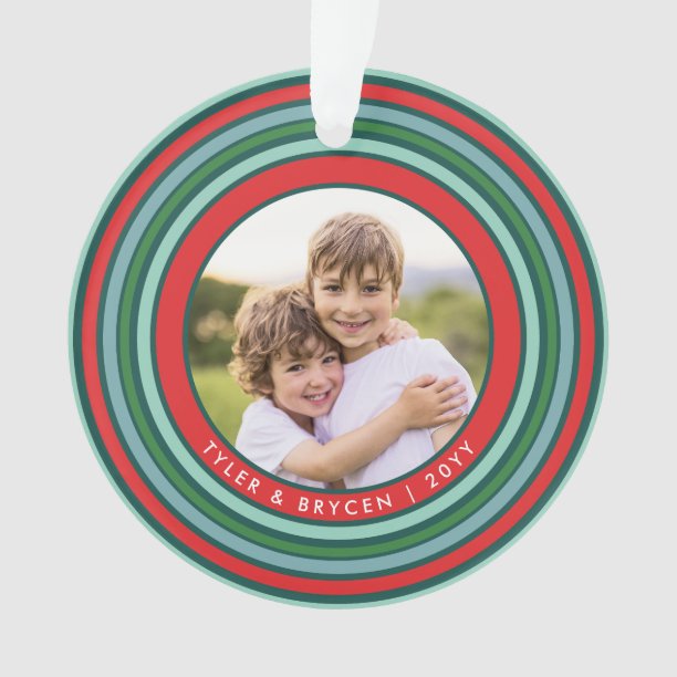 Colorful Celebration Photo Holiday Ornament Red