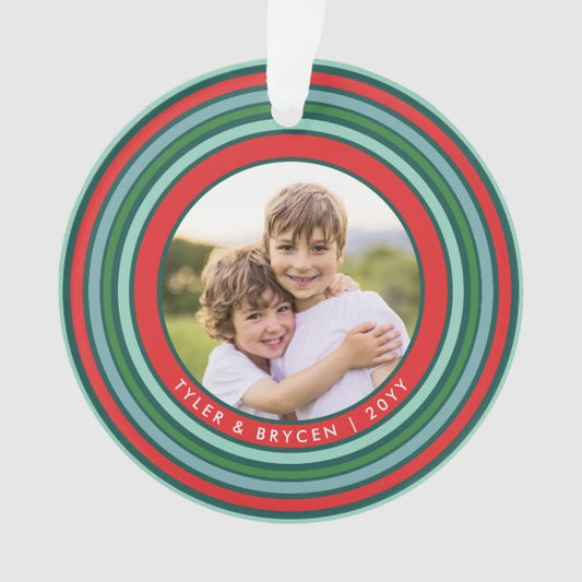 Colorful Celebration Photo Holiday Ornament Red