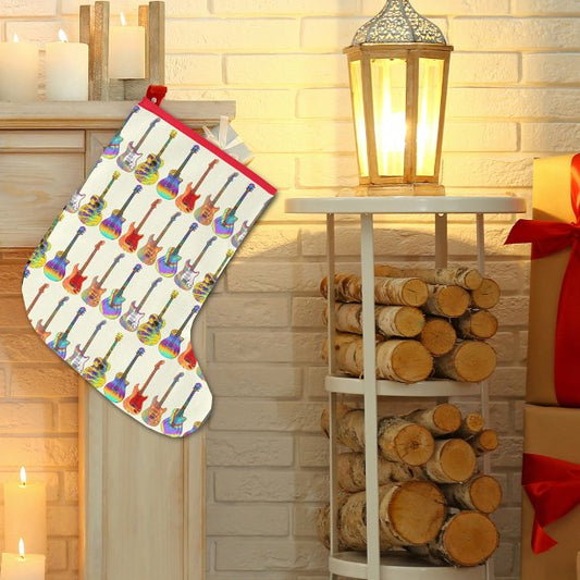 Colorful Guitar Player Christmas Small Christmas Stocking