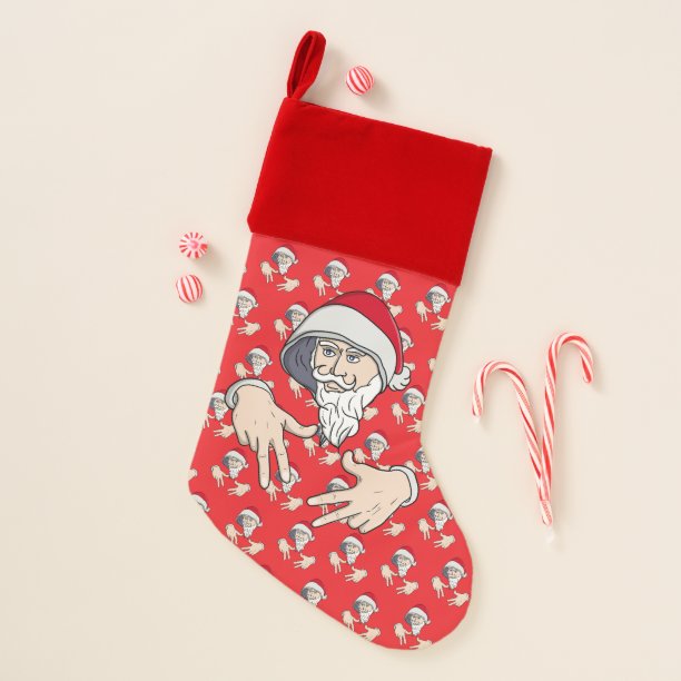 Cool Gangsta Hip Hop Hand Rap Santa Claus Christmas Stocking