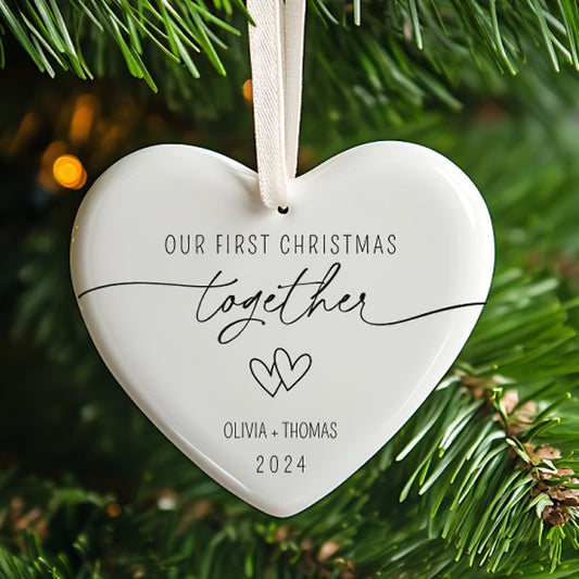 Couples First Christmas Together Photo Ceramic Ornament