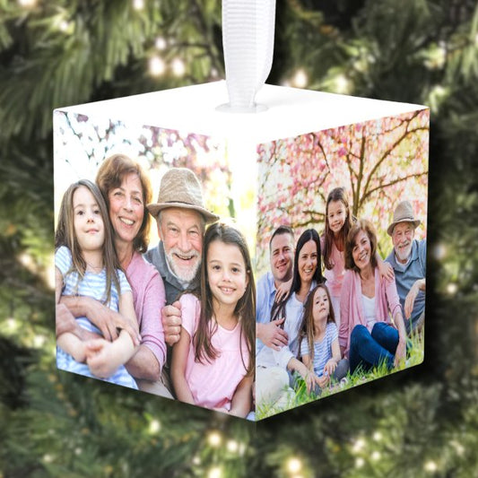 Create Your Own Grandparents Photo Christmas Cube Ornament