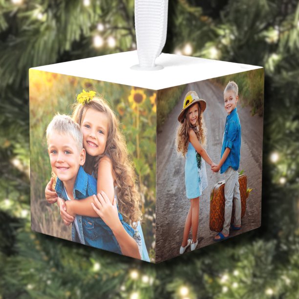 Create Your Own Kids Photo Christmas Cube Ornament