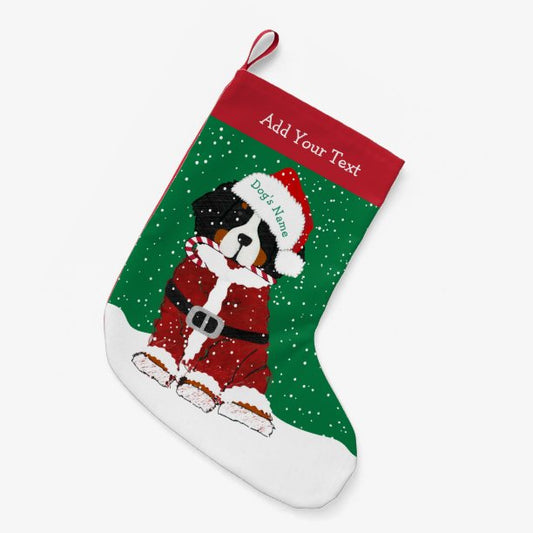 Custom Bernese Mountain Dog Santa Paws Small Christmas Stocking