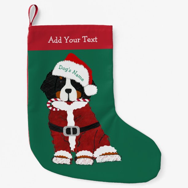 Custom Bernese Mountain Dog Santa Paws Small Christmas Stocking