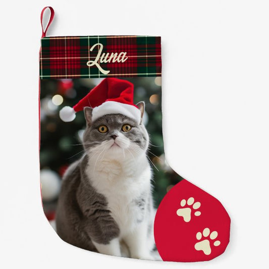 Custom Cat Photo Christmas Stocking
