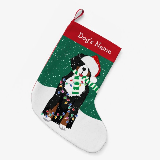 Custom Christmas Bernese Mountain Holiday Dog Small Christmas Stocking