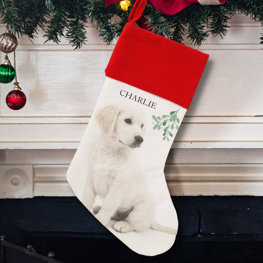 Custom Name Pet Dog Photo Christmas Holiday Stocking