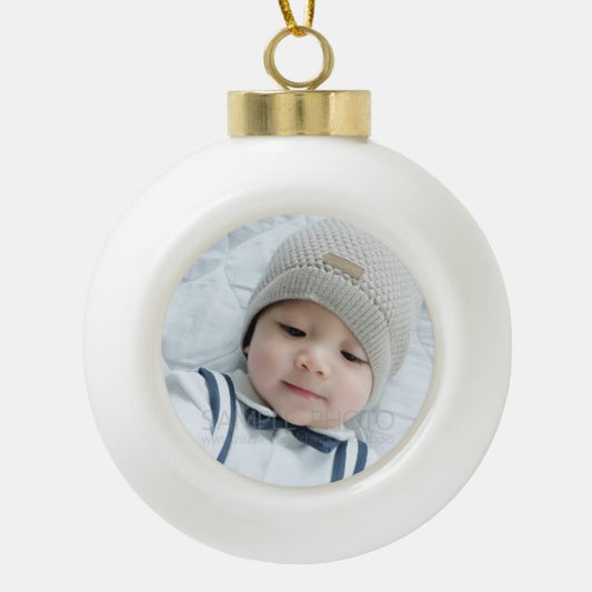 Custom Photo Ceramic Ball Christmas Ornament