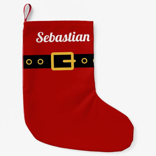 Custom red Santa brushed poly Christmas stocking