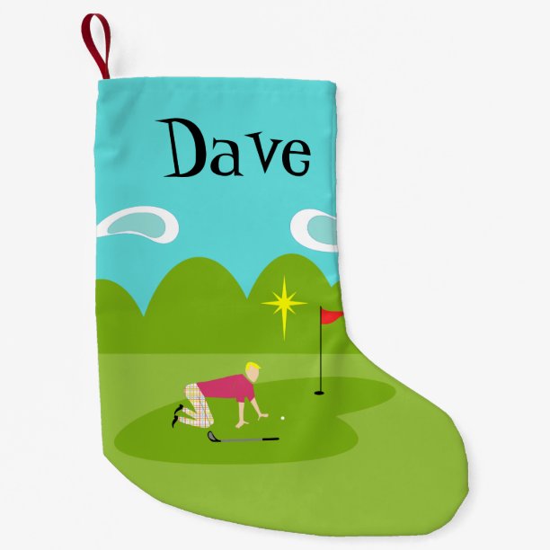 Customizable Retro Golfer Christmas Stocking