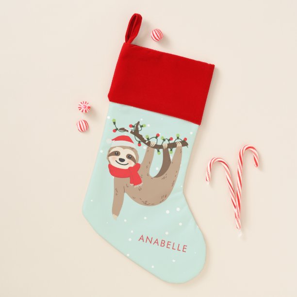 Cute Christmas Sloth Personalized Stocking