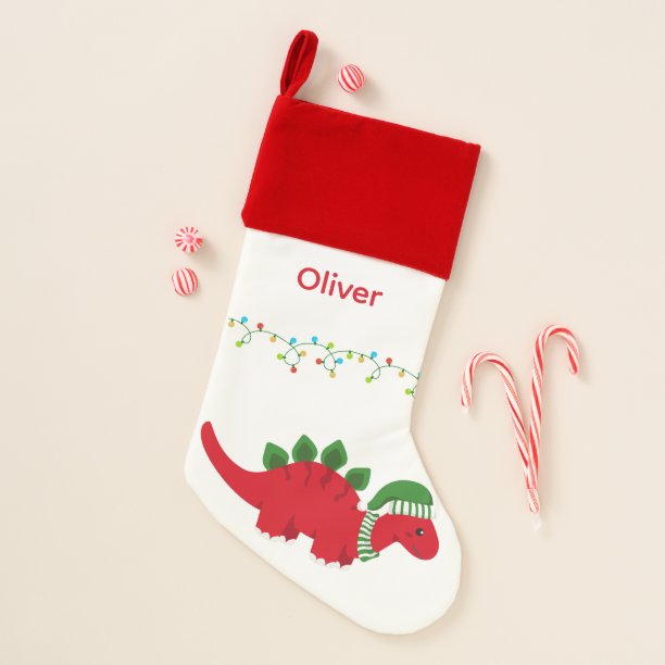Cute Personalised Christmas Dinosaur Stocking
