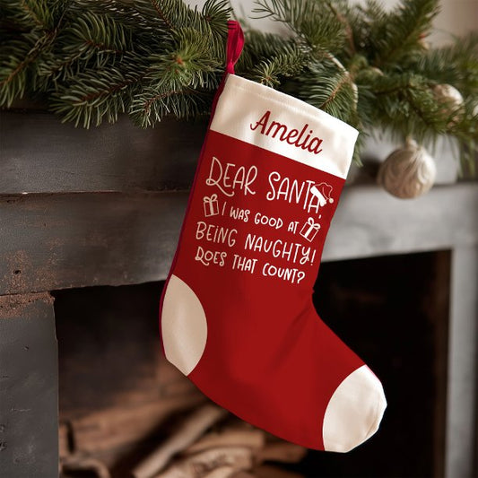 Cute Rustic Calligraphy Funny Small Christmas Stocking