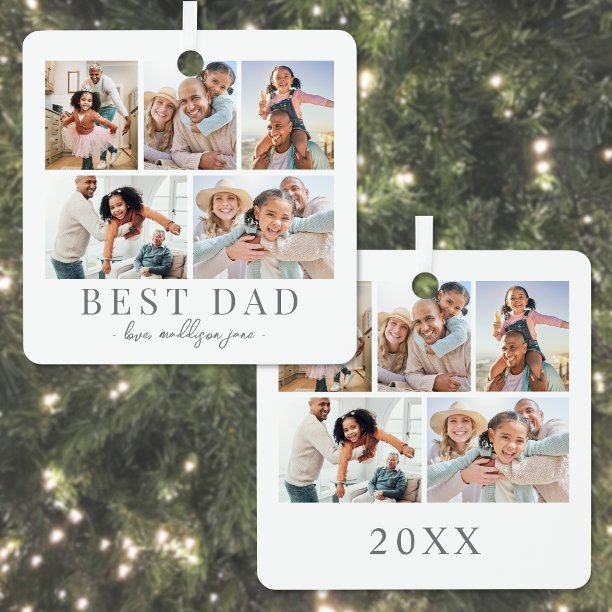 Dad Photo Collage Christmas Metal Ornament