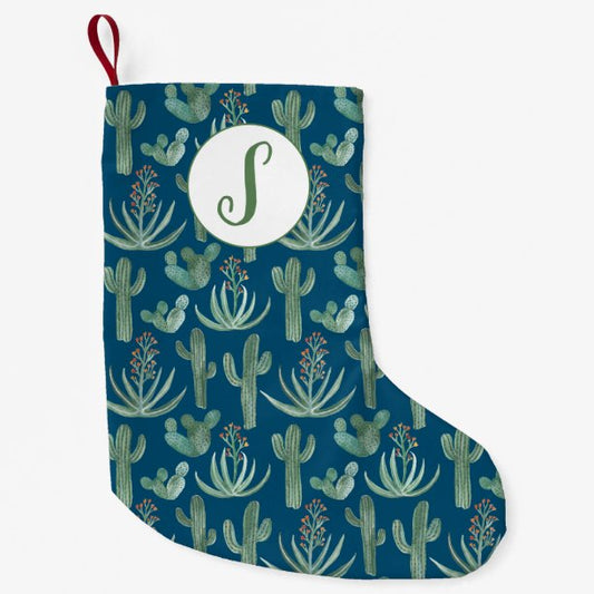 Desert Saguaro Cactus Succulents Pattern CUSTOM Small Christmas Stocking
