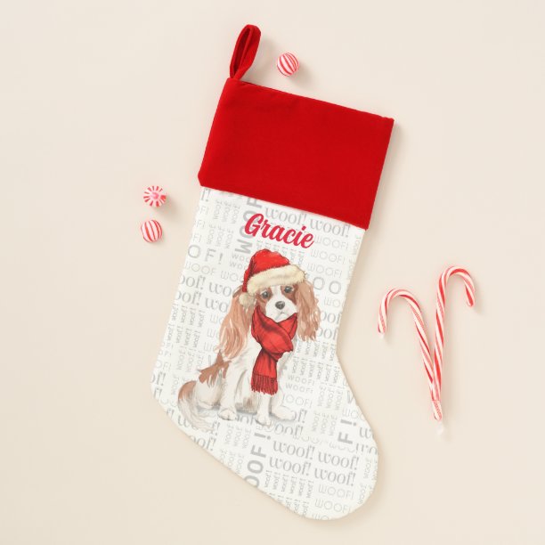 Dog's Name Cavalier King Charles Dog Christmas Stocking