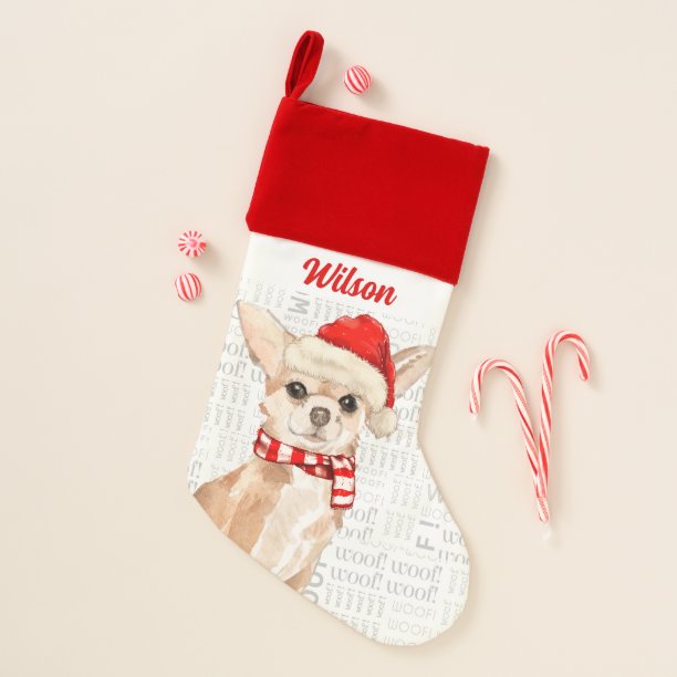 Dog's Name Chihuahua Christmas Christmas Stocking