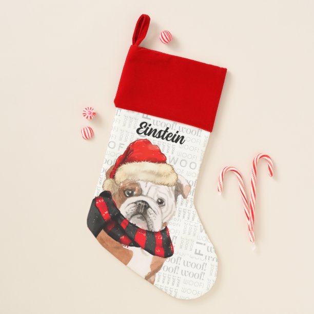 Dog's Name English Bulldog Christmas Stocking