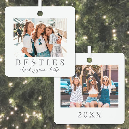 Double Sided Best Friend Photo Christmas Metal Ornament