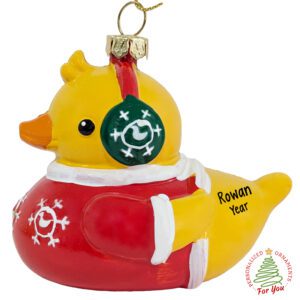 Personalized Santa Duck With SWEATER Fully Dimensional Plastic Ornament