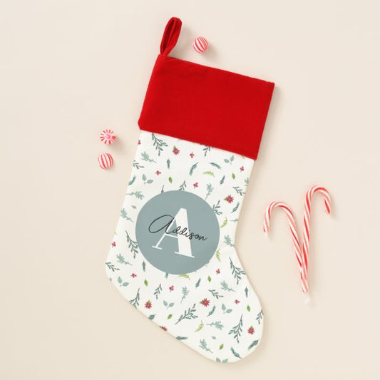 Elegant & Chic Winter Holiday Monogram Christmas Stocking