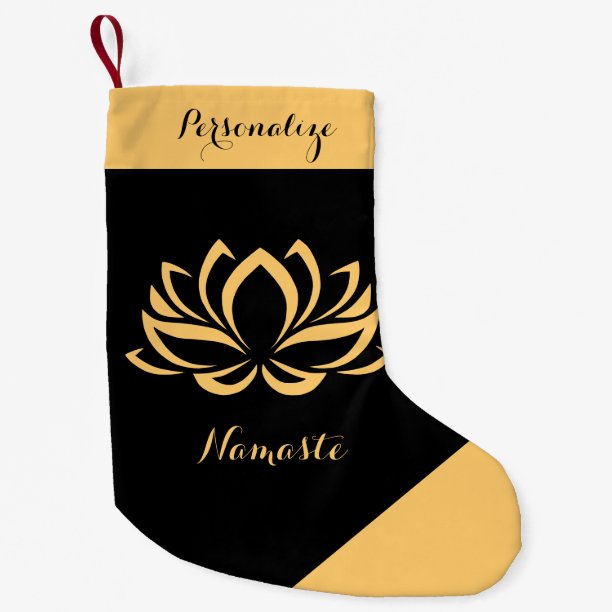 Elegant Gold Lotus Flower Zen Yoga Namaste Small Christmas Stocking