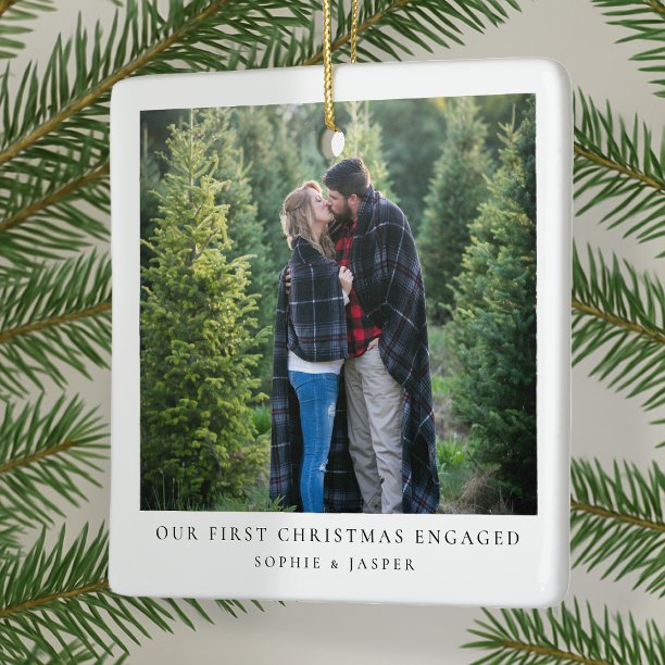 Engagement Photo Ornament Our First Christmas En