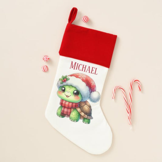 Festive add name Christmas turtle Stocking