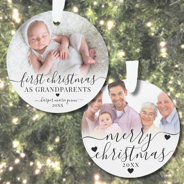 First Christmas As Grandparents 2 Photo Ornament