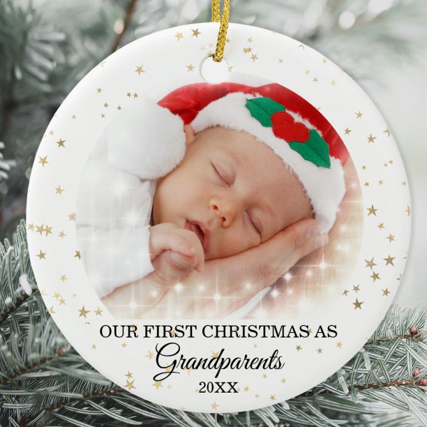 First Christmas As Grandparents Photo Ceramic Ornament