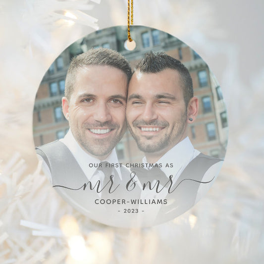First Christmas as Mr and Mr LGBTQ Keepsake Ceramic Ornament