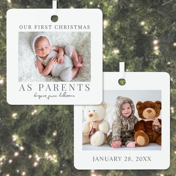 First Christmas As Parents Baby Photo Metal Ornament