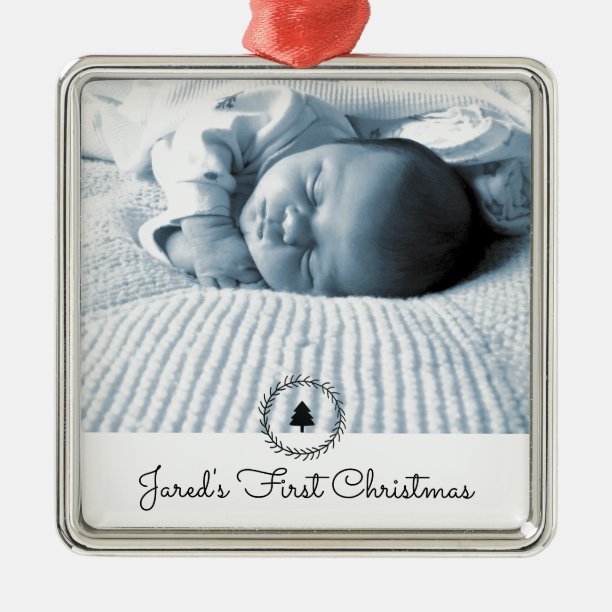 First Christmas Baby Photo Keepsake Metal Ornament