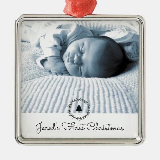 First Christmas Baby Photo Keepsake Metal Ornament