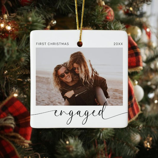 First Christmas Engaged Keepsake Ceramic Ornament