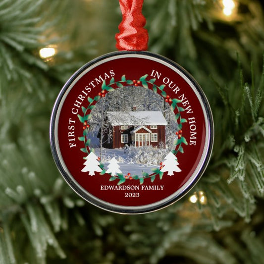First Christmas in our new Home house photo Metal Ornament