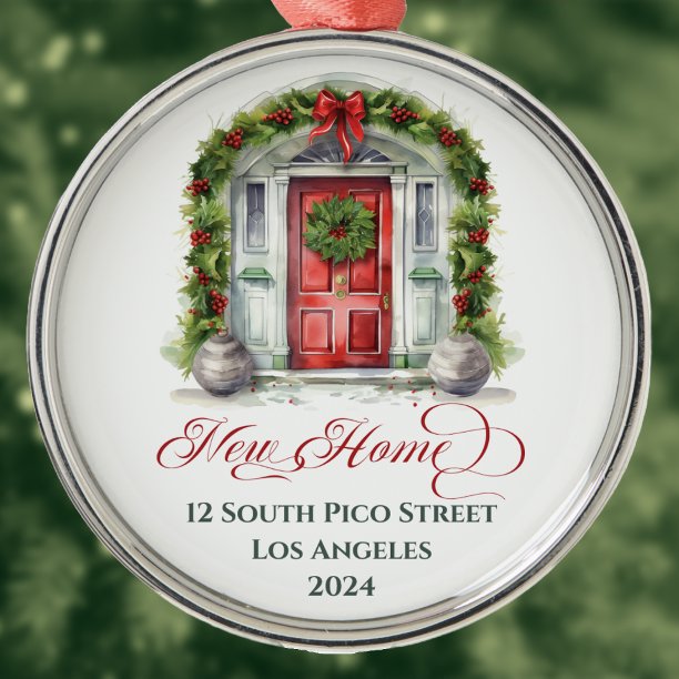 First Christmas Monogrammed New Home Metal Ornament