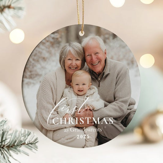 First Year as Grandparents Christmas Photo Ceramic Ornament